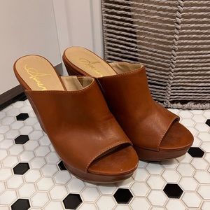 Faux leather mules